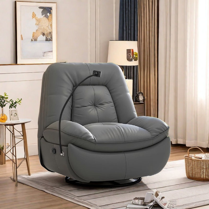Fauteuil inclinable pivotant en similicuir Sulley, Gris