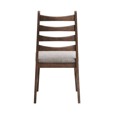 2 Side Chair In Gray Linen & Walnut - Solid Wood Padded Seat 32lb Weight Finish Of 2 Back Cushion D24 Foam Upholstered 220lbs Capacity