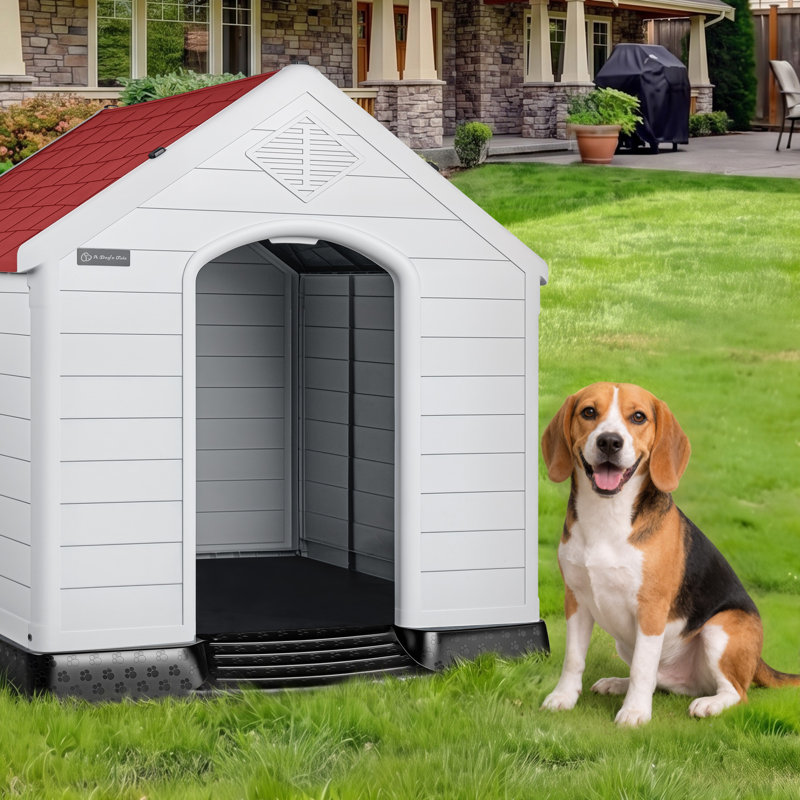 Niche pour chien en plastique Aunyae, Rouge, H 32 po x l 31 po x P 34 po