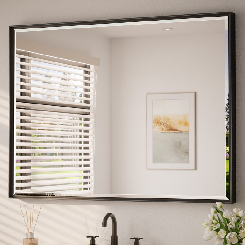 Miroir de salle de bain Areiona, Noir, 36 po x 48 po