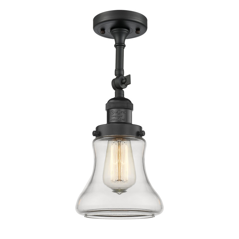 Plafonnier semi-encastré à 1 lumière de 6,25 po Edda, Transparent, Ampoule non incluse, Noir mat