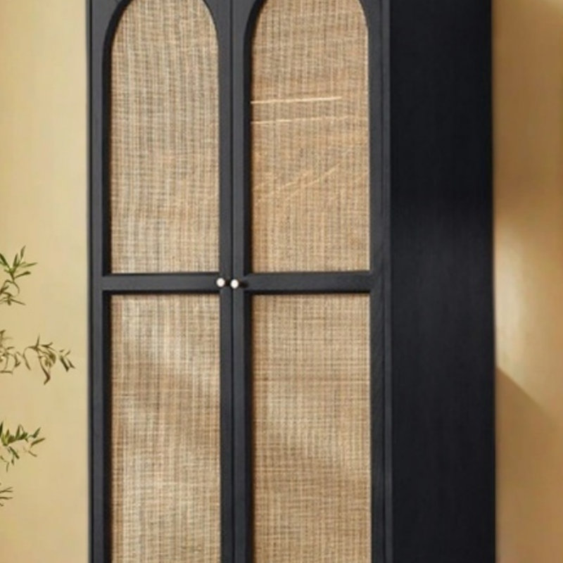 Garde-robe simple en rotin, Noir