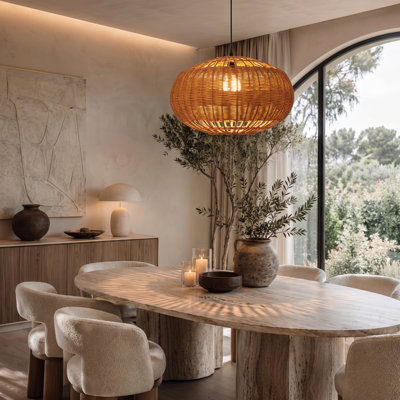 1 - Light Rattan Single Pendant Adjustable