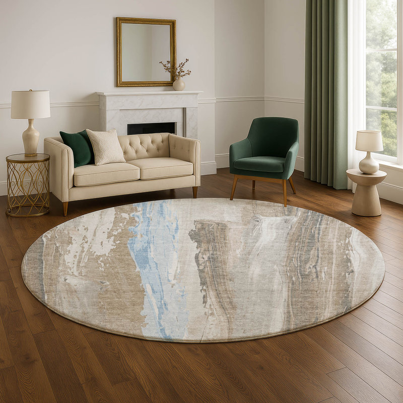 Premium Machine Washable Arnoldina AMF1845 Abstract Rug, Round 8'