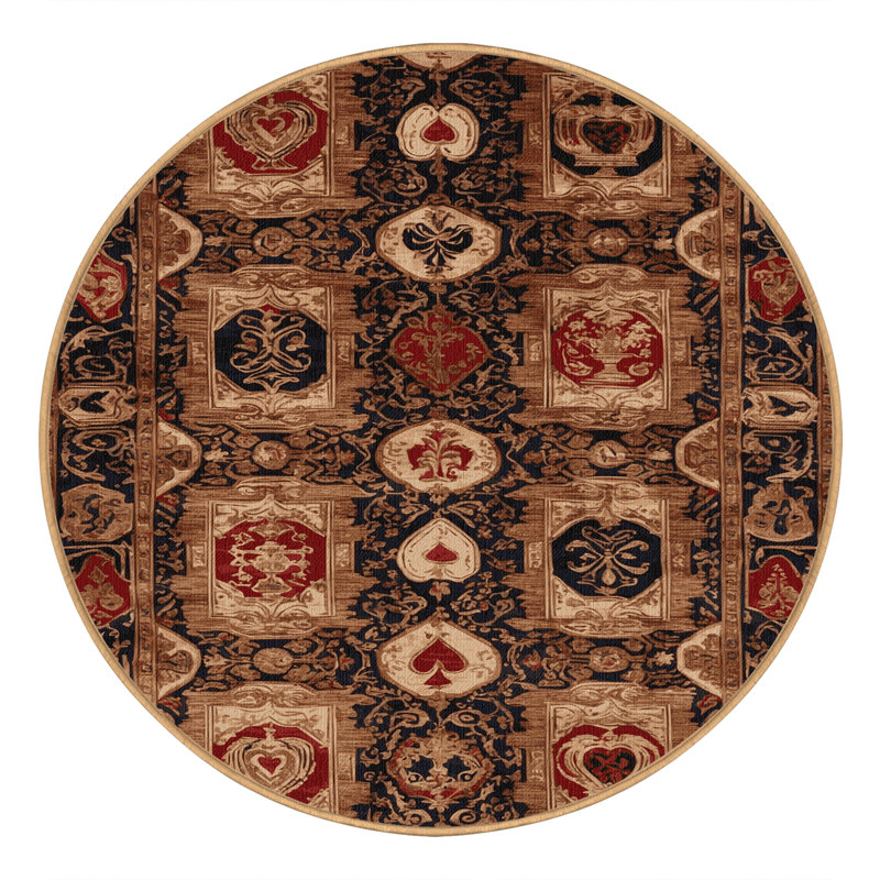 Machine Washable French Brown Area Rug, Round 3'