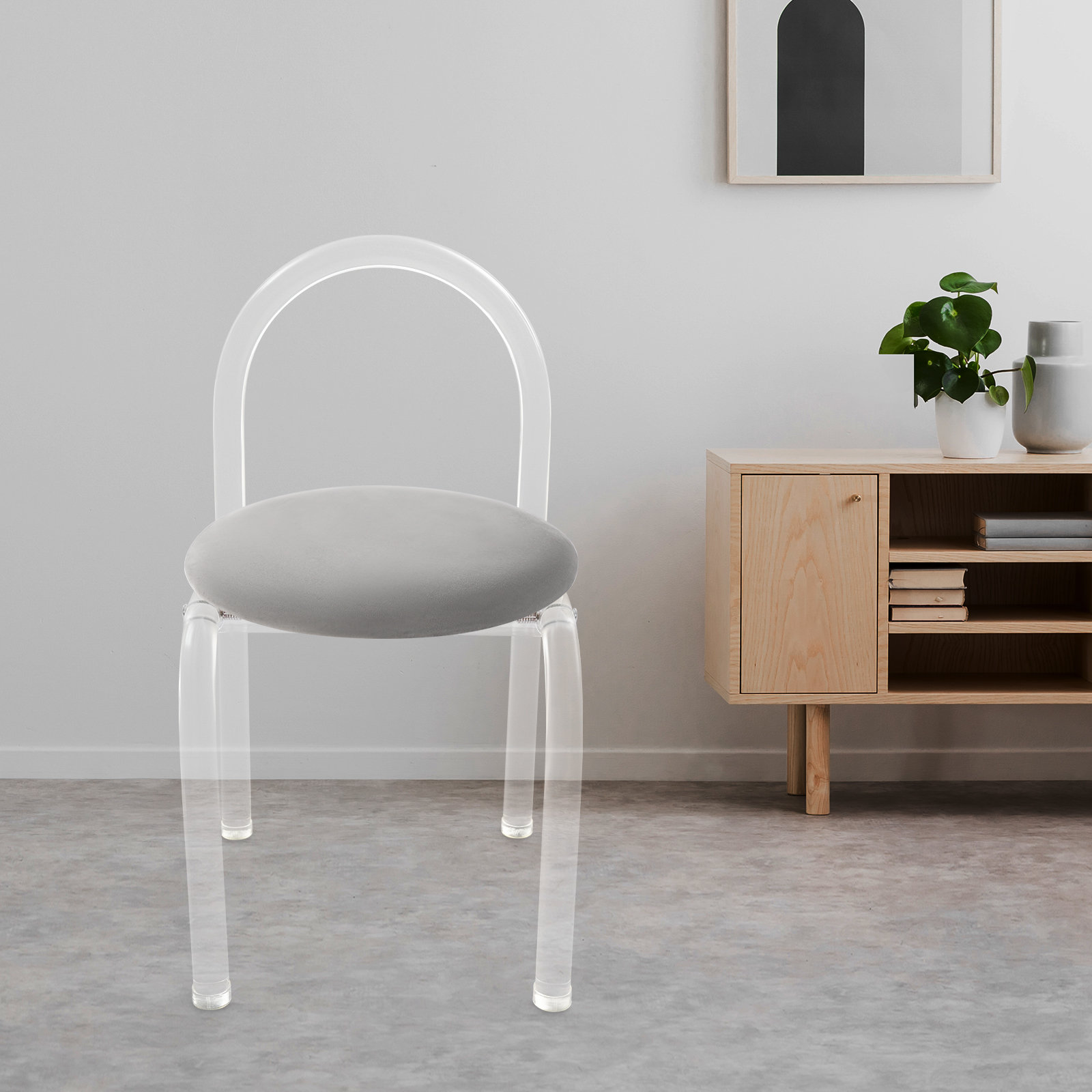 Acrylic Gray Vanity Chair Wrought Studio™ Modern Minimalist