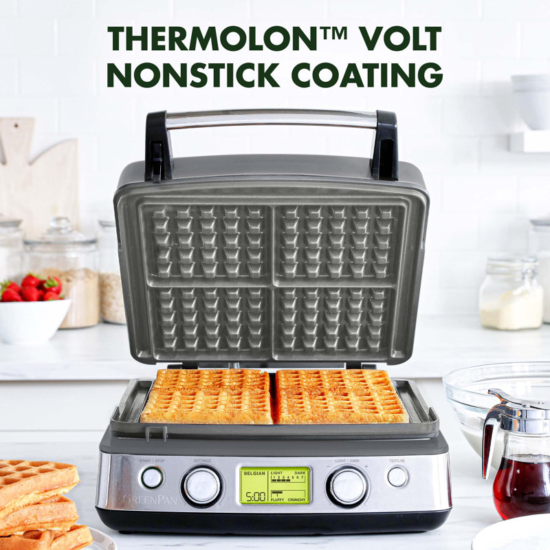 GreenPan Elite 4-Square Waffle Maker, Graphite Grey