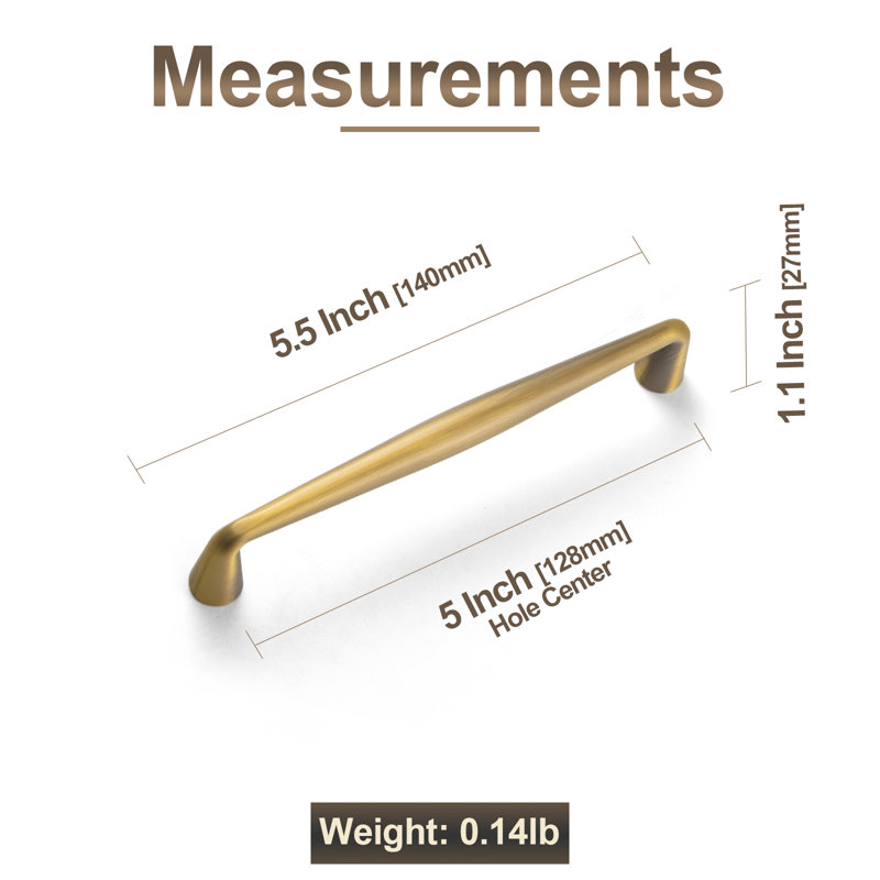 3 3/4" Center Bar Pull Multipack, 5 1/16", Brushed Brass Bronze