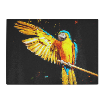 Tempered Glass Macaw Parrot Painting Chopping Board