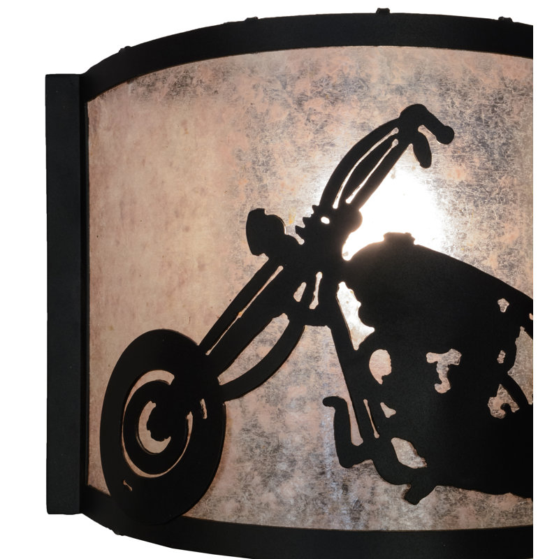 Road Warrior Black Motorcycle Accented Dimmable Sconce