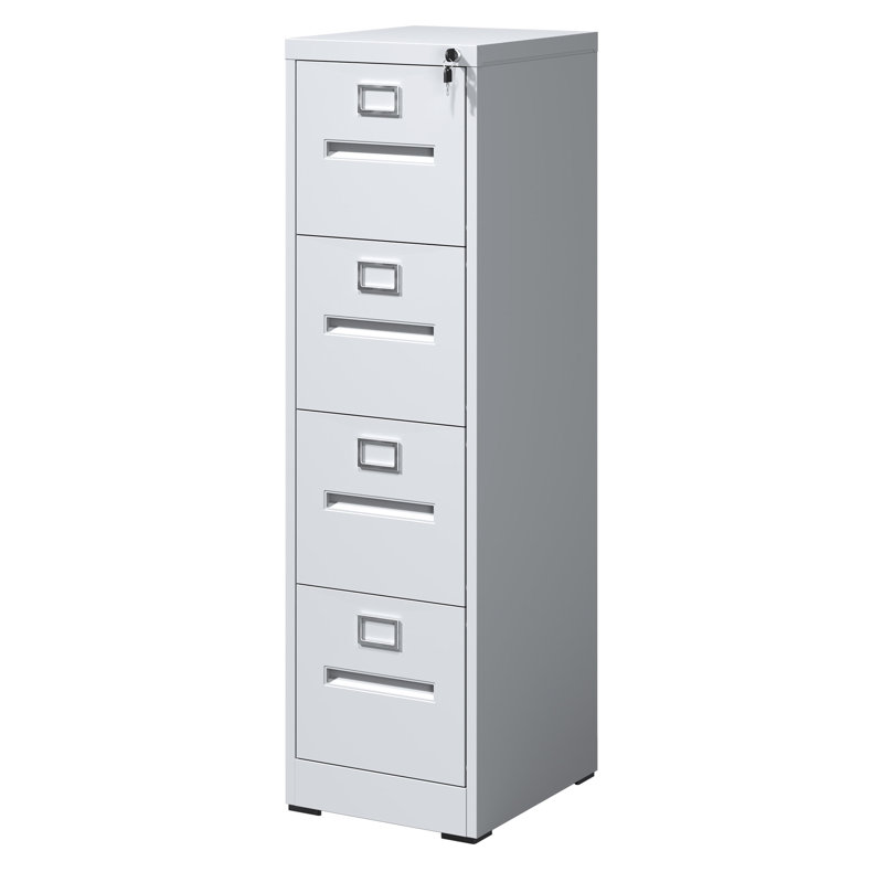 4 Drawer File Cabinet With Lock Metal Vertical File Cabinet Office Home, A4 Legal/Letter Size Narrow File Cabinet Locked,Assembly Required