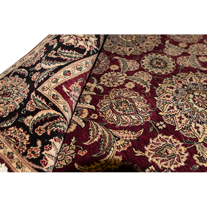 Manchuria Hand-Knotted Wool Oriental Area Rug in Wine/Beige
