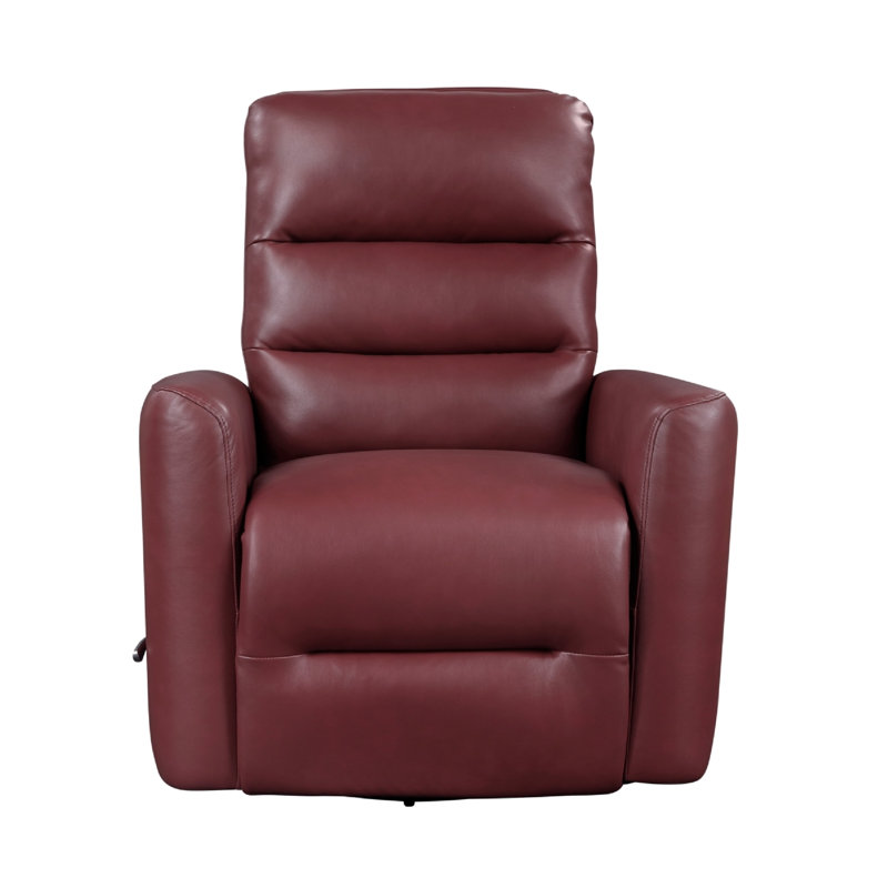 Demy Swivel Glider Manual Reclining Chair, Red Faux Leather Cushions, Red