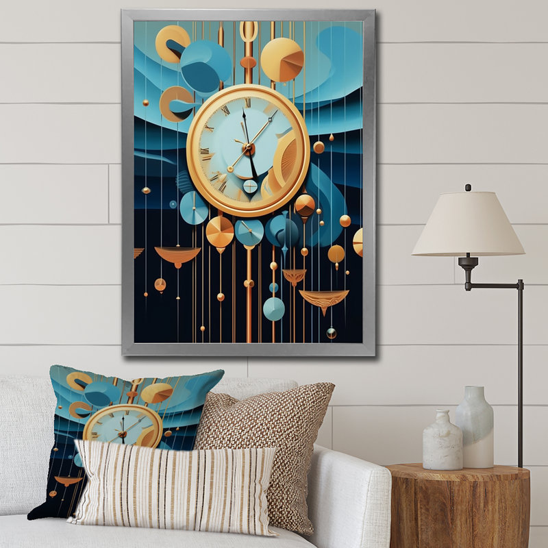 Impression sur toile, "Impermanence future géométrie I", H 40 po x l 30 po x P 1,5 po, Cadre simple argenté