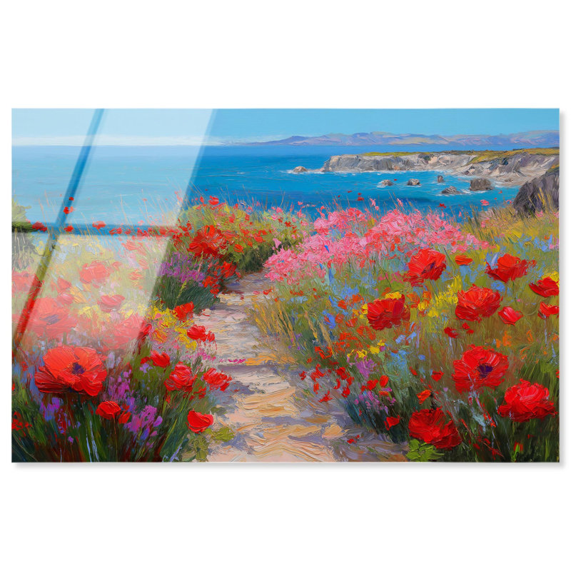 «Ocean View Bloom I», art floral coloré par Art Remedy, prêt à être accroché, H 20 po x l 30 po
