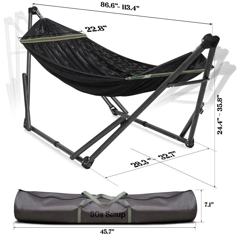 Hamac de camping portatif avec support Rapolas, Noir
