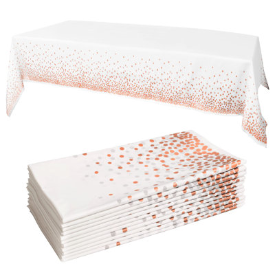 Rose/Gold Tablecloths, 12Pk, 54"X108" | Gold Dot Disposable Tablecloths | Plastic Tablecloth | Rose Tablecloths | Plastic Table Cover | Paper Tableclo