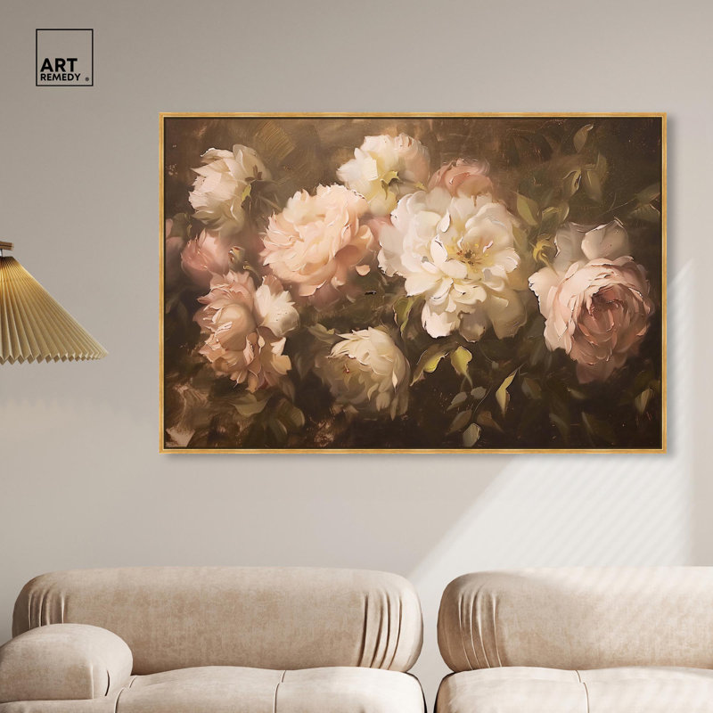 Art Remedy Classic Still Life Canvas, Bright End Flowers, 37" H x 55" W, Gold Floater Framed