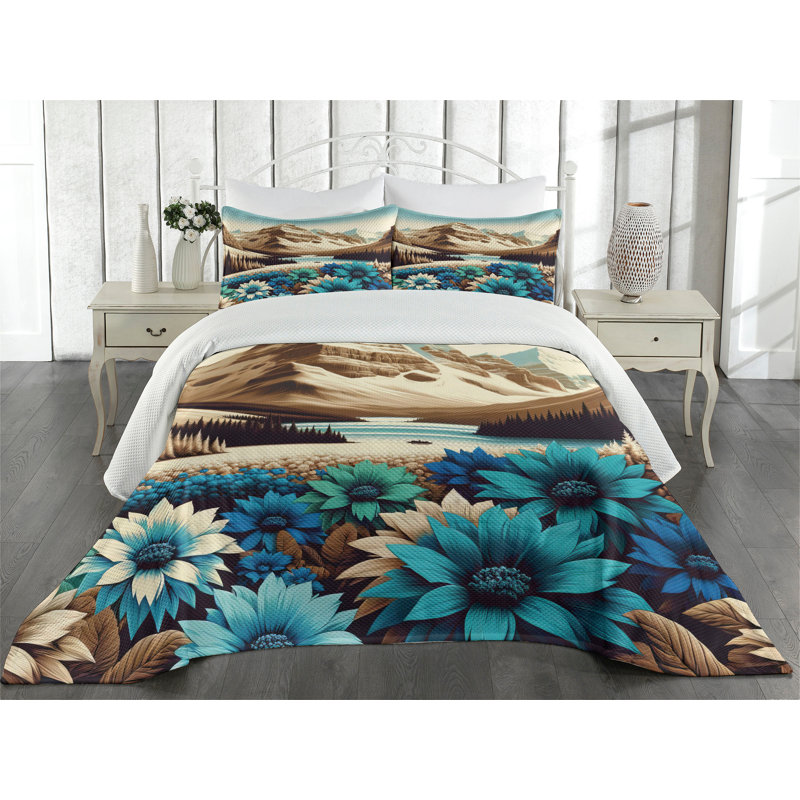 Polyester Floral Coverlet, King Coverlet + 2 Standard Shams