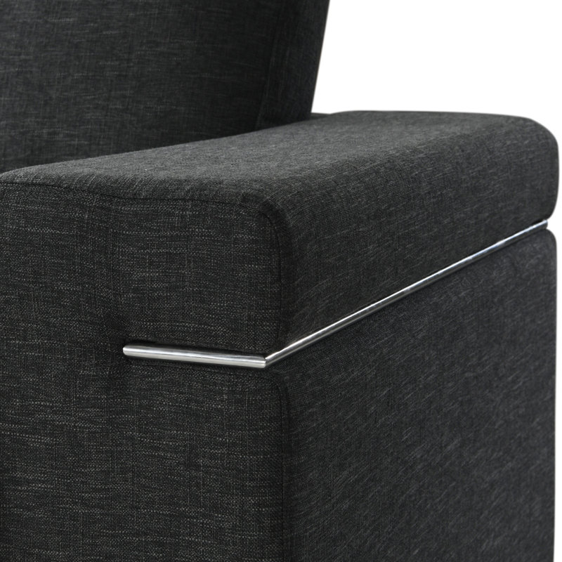 Gianna Linen Fabric Arm Chair, Black