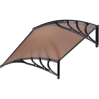 Polycarbonate Window Door Awning Canopy Brown with Black Bracket