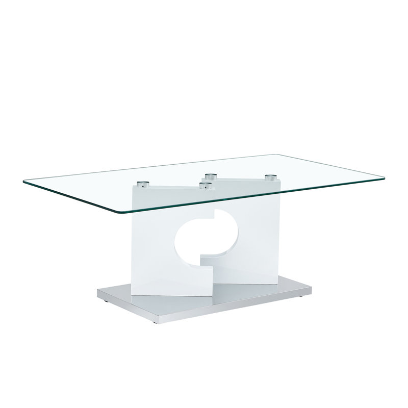 Glass Top Single Coffee Table, White