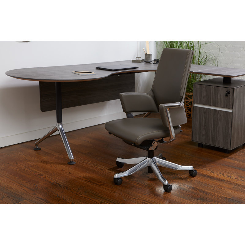 Fauteuil de direction en cuir véritable Algrid, Gris