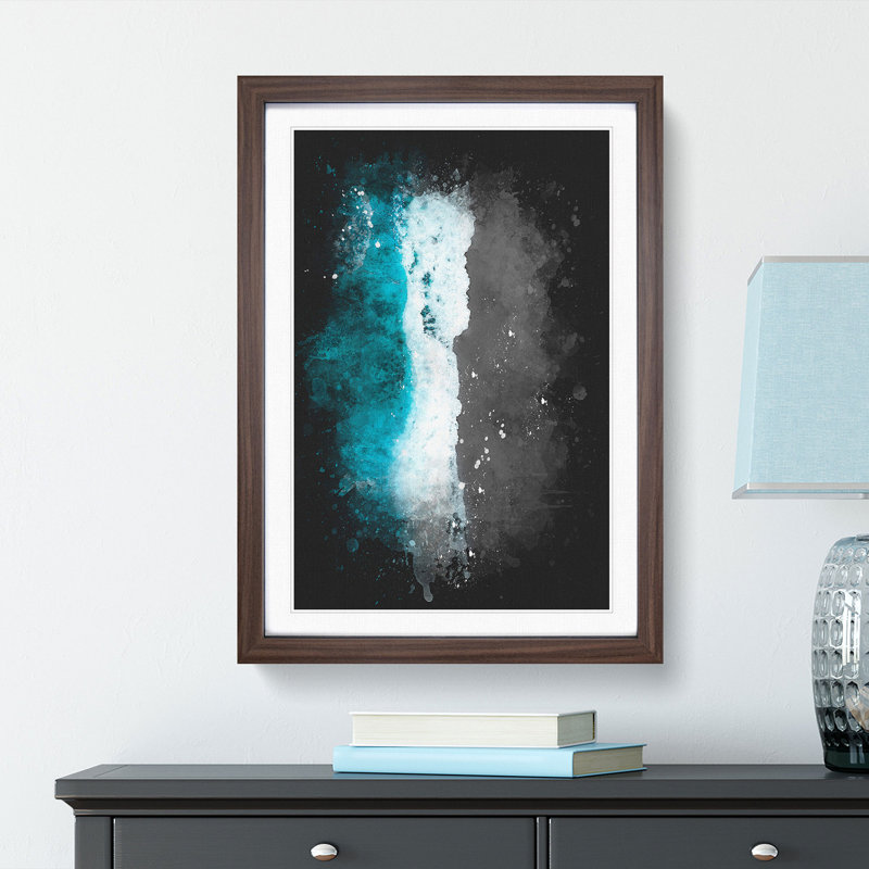 Black Sand Beach in Australia - Picture Frame Graphic Art Print, 33cm H x 24cm W x 2cm D, Walnut Framed