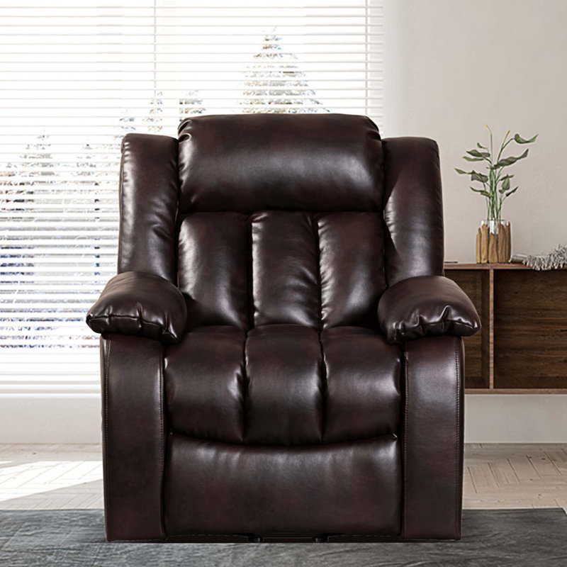 Fauteuil de massage chauffant en similicuir, Cuir noir / rouge