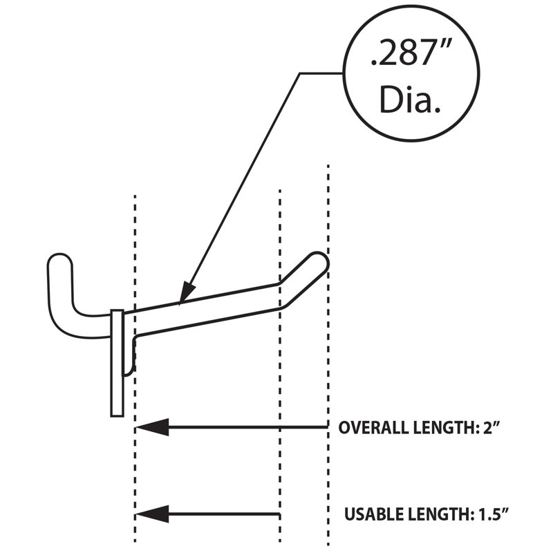 2" Glass-Filled Nylon Hook: 0.287" Diameter, 50-Pack