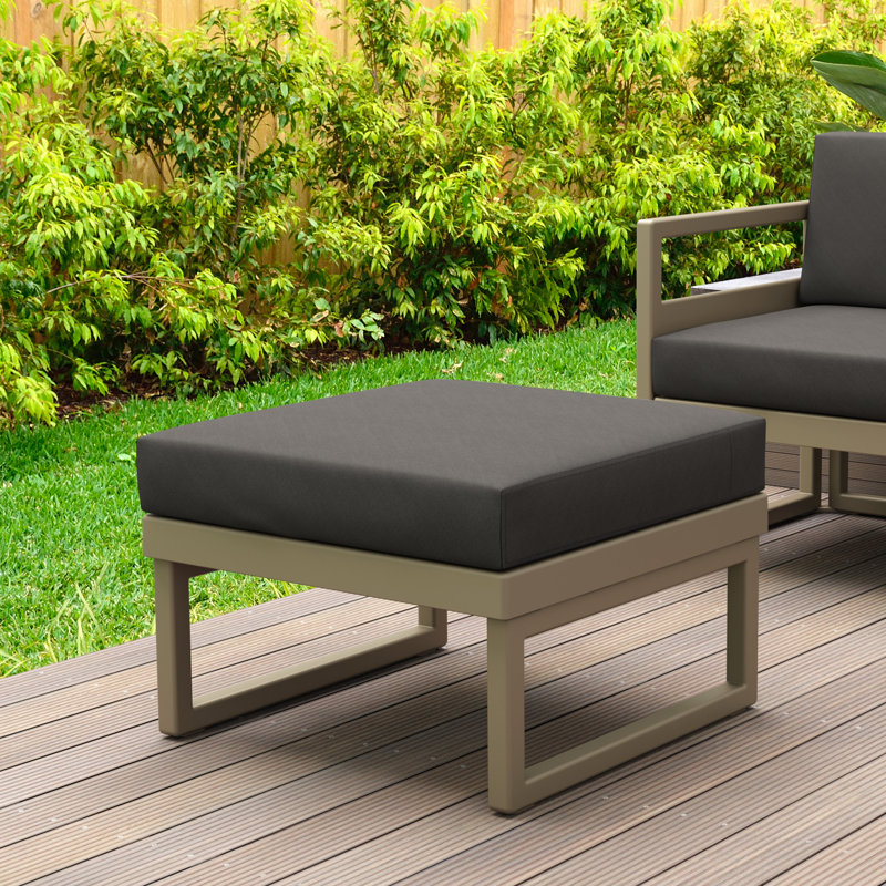 Repose-pieds d'extérieur avec coussin Lane, Taupe, Toile gris anthracite Sunbrella®