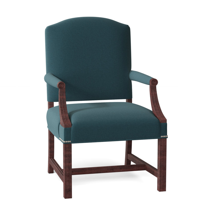 Fauteuil de 24,5 po de large Phillips, Polyester turquoise 8789, Nickel noir, Espresso