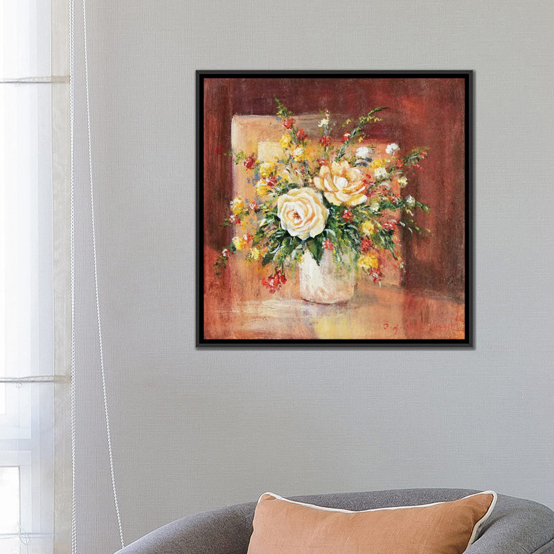 «Flores Espanol Ll», reproduction sur toile, H 18 po x l 18 po x P 1,5 po, Toile encadrée noire, Pas de tapis