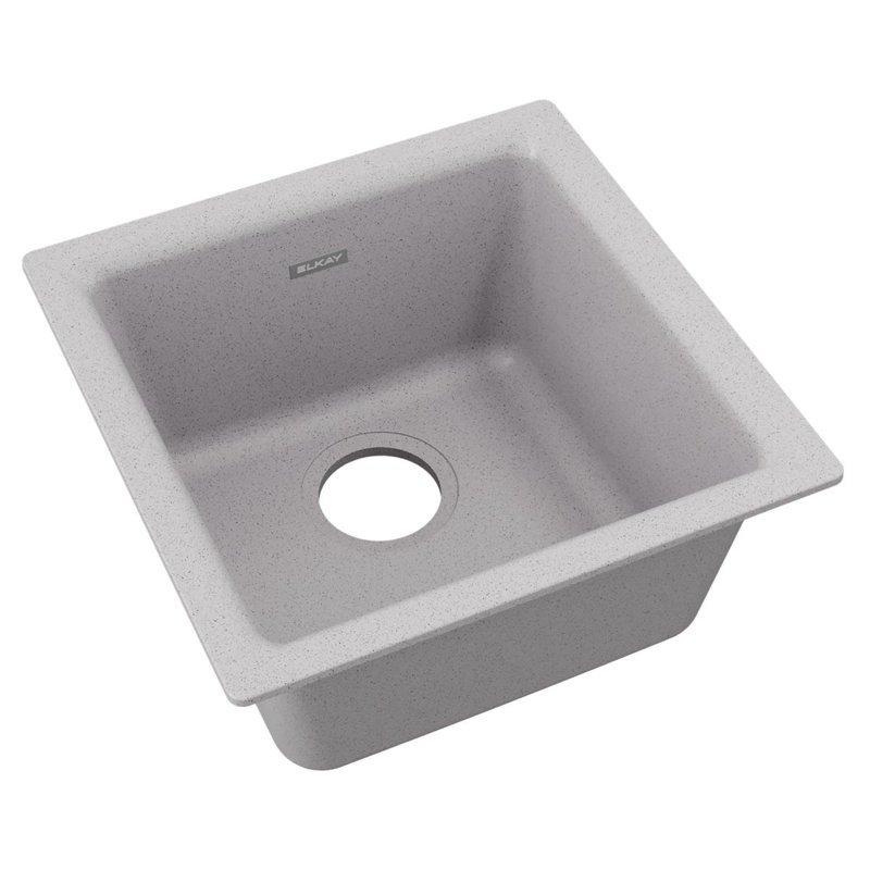 Évier de cuisine à double fixation Elkay Quartz Classic L 16 po x l 16 po, Pierre grise