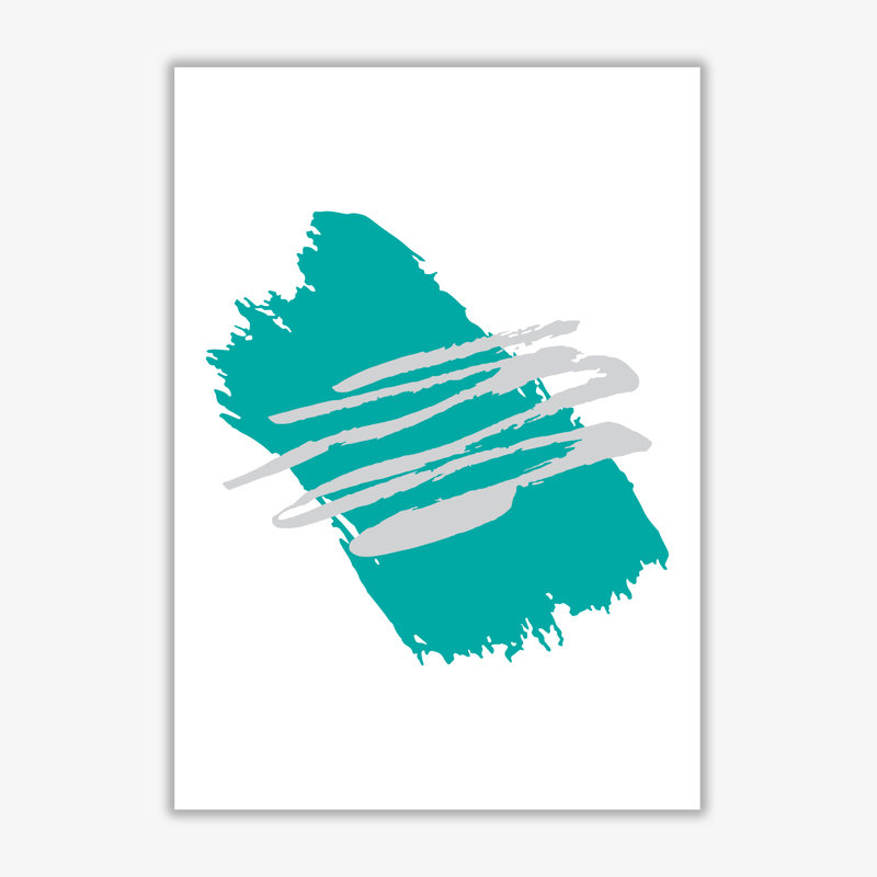 Teal Jaggered Paint Brush Abstract - Print, No Frame, 30 cm H x 21 cm W x 1 cm D
