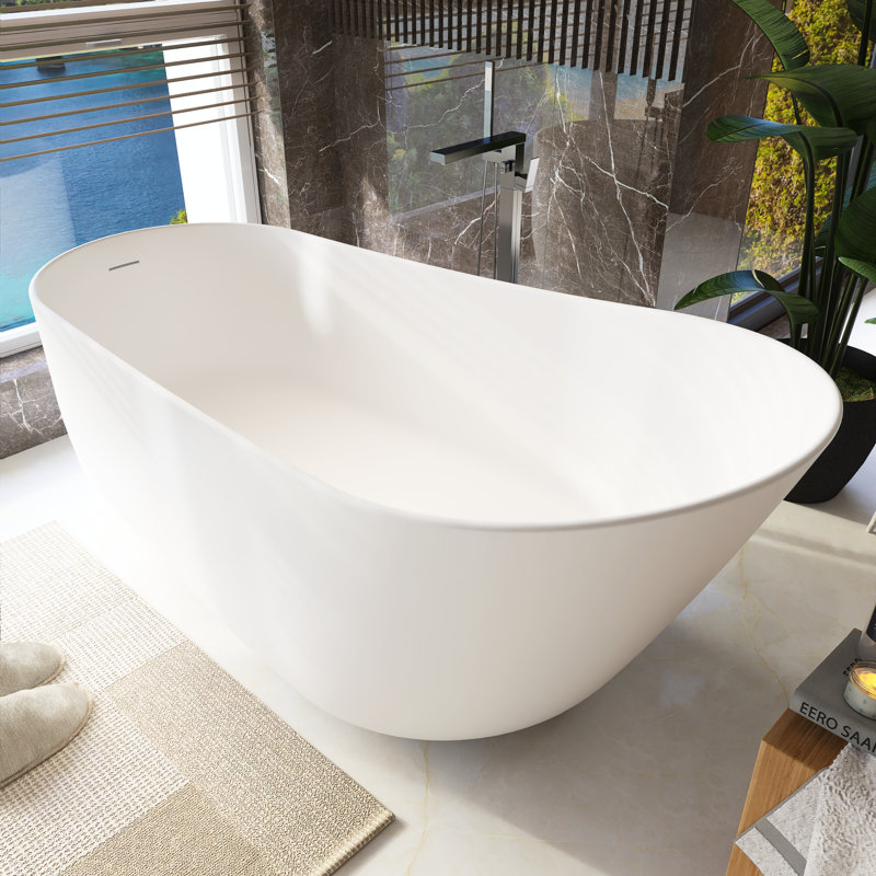 66.9'' x 31.5'' Freestanding Soaking Solid Surface Bathtub