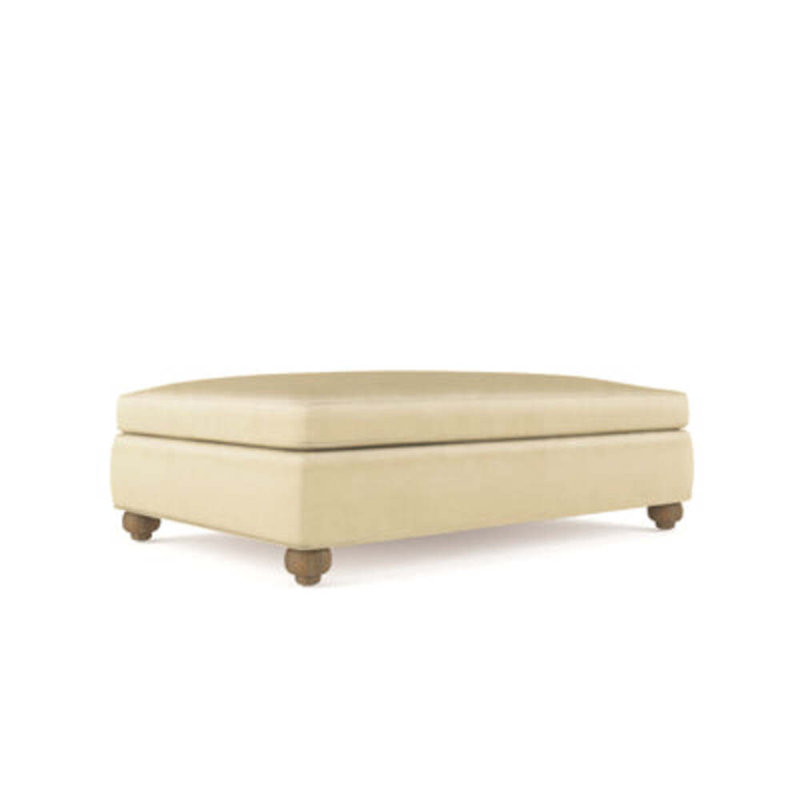 Leroy Ottoman, Plush Velvet Oyster, Weathered