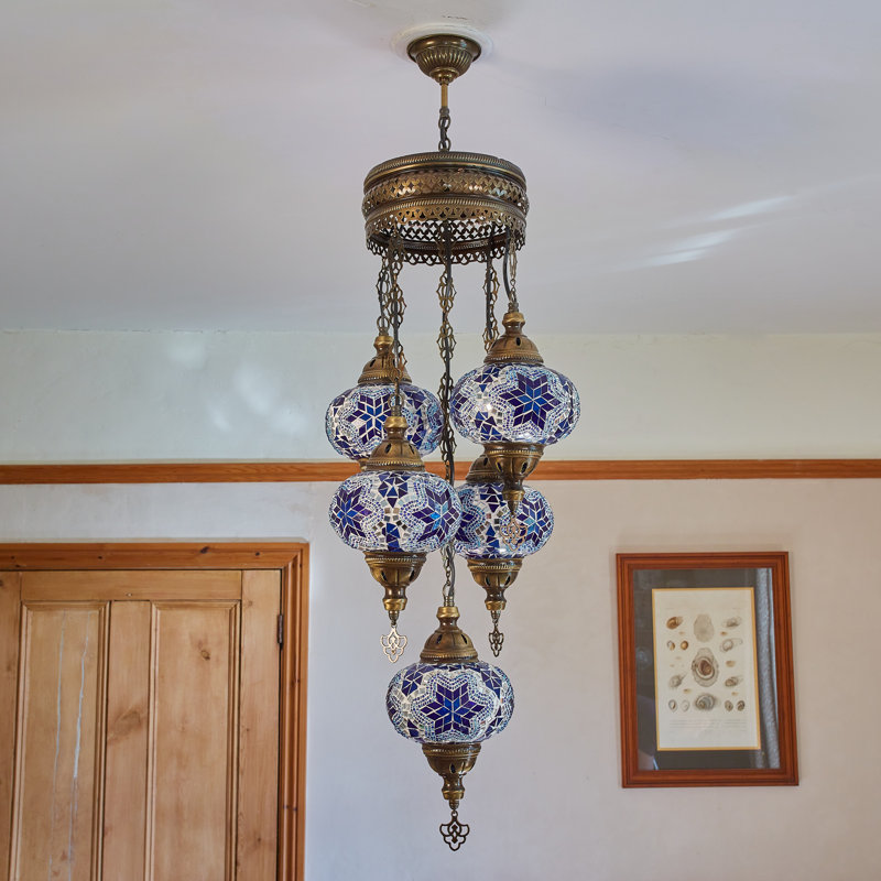 Karlie 5 - Light Bronze Cluster Pendant, Blue