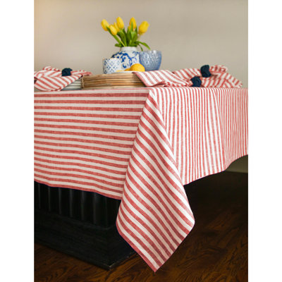 Amalfi Stripe - 100% Pure Linen Tablecloth