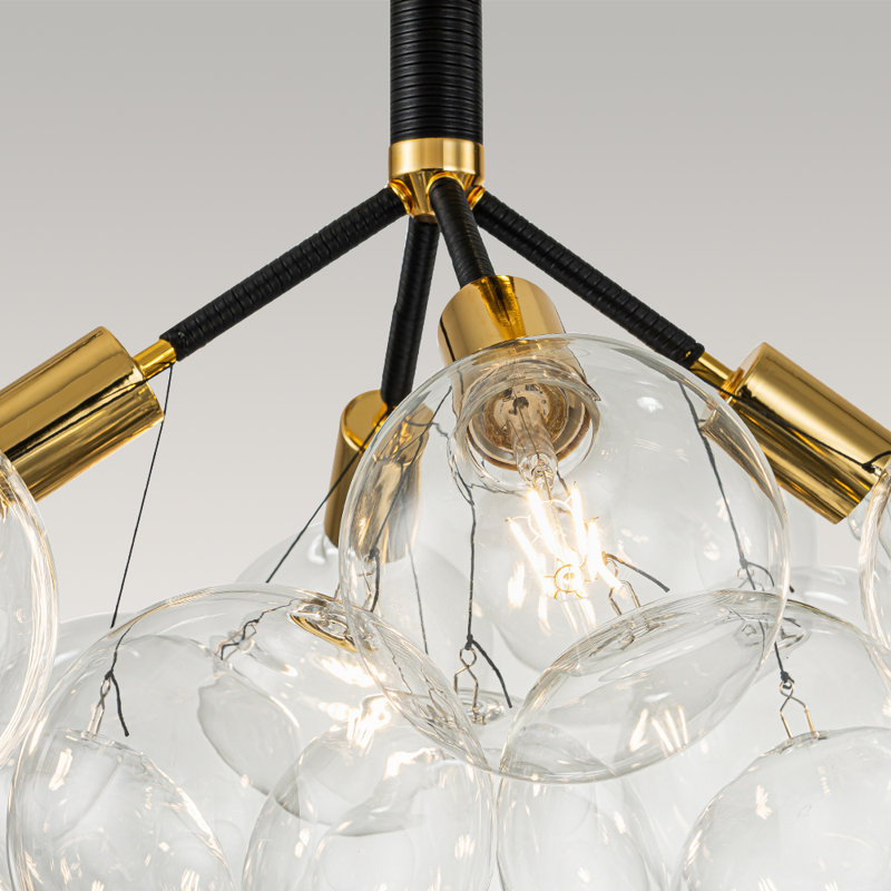 4-Light Clear Glass Semi Flush Mount Ceiling Light, Noir / or