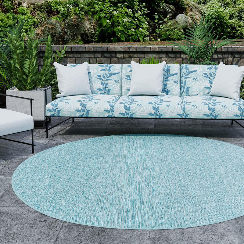 Avaughn Indoor/Outdoor Area Rug, Round 7'10", Aqua 