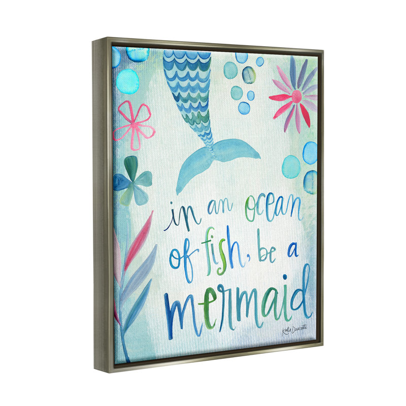 Be a Mermaid, H 21 po x l 17 po x P 1,7 po, Cadre flottant gris lustré