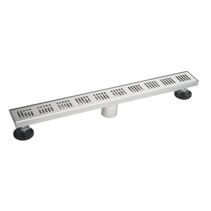 Drain de douche linéaire 24 "avec grille de lanterneaux, Chrome poli