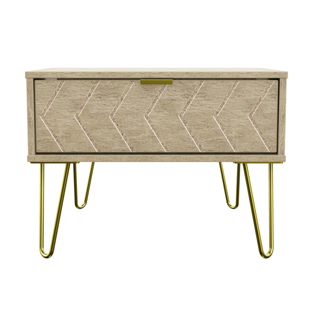Fully Assembled Jigsaw - Gold Hairpin (F) 1 Drawer Side Table