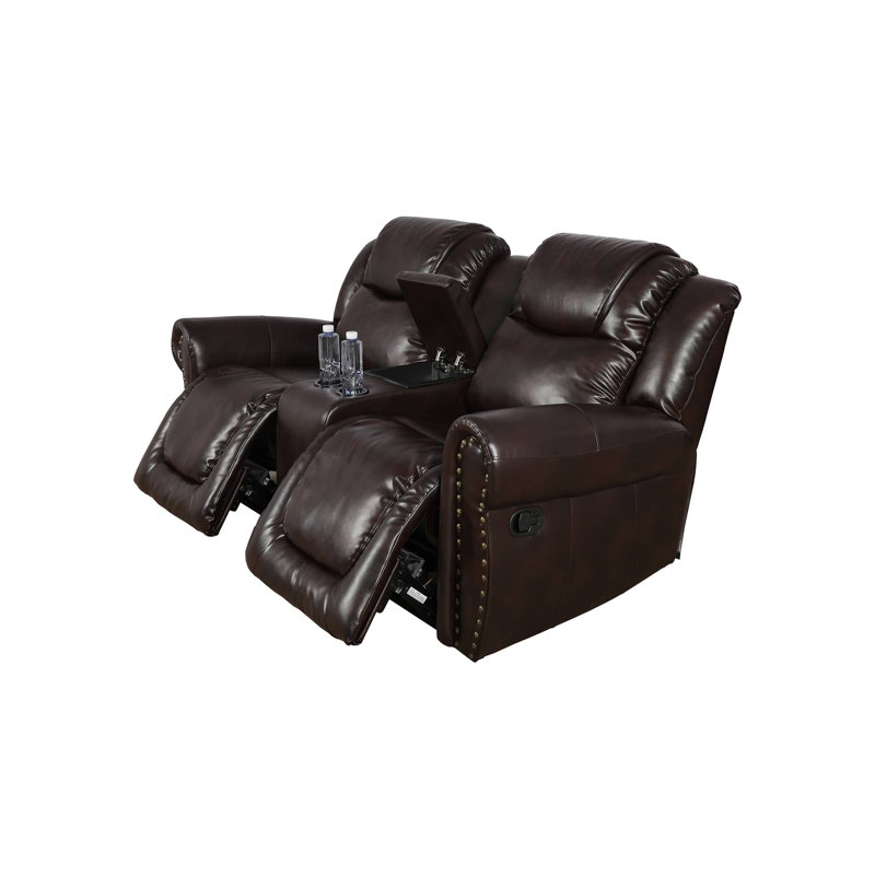 Causeuse inclinable en similicuir 77 po Tanweer, Brun
