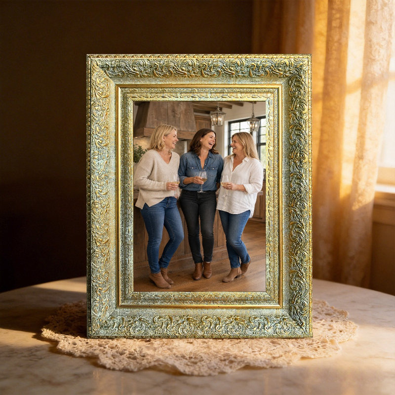 Cadre 3 pièces classique antique doré pour photos et tablettes de chambre 5 po x 7 po, Or antique, 3, 5 po x 7 po