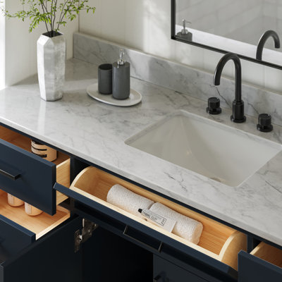 Jameal Solid Wood Single Bathroom Vanity with 0.75'' Carrara Marble Top