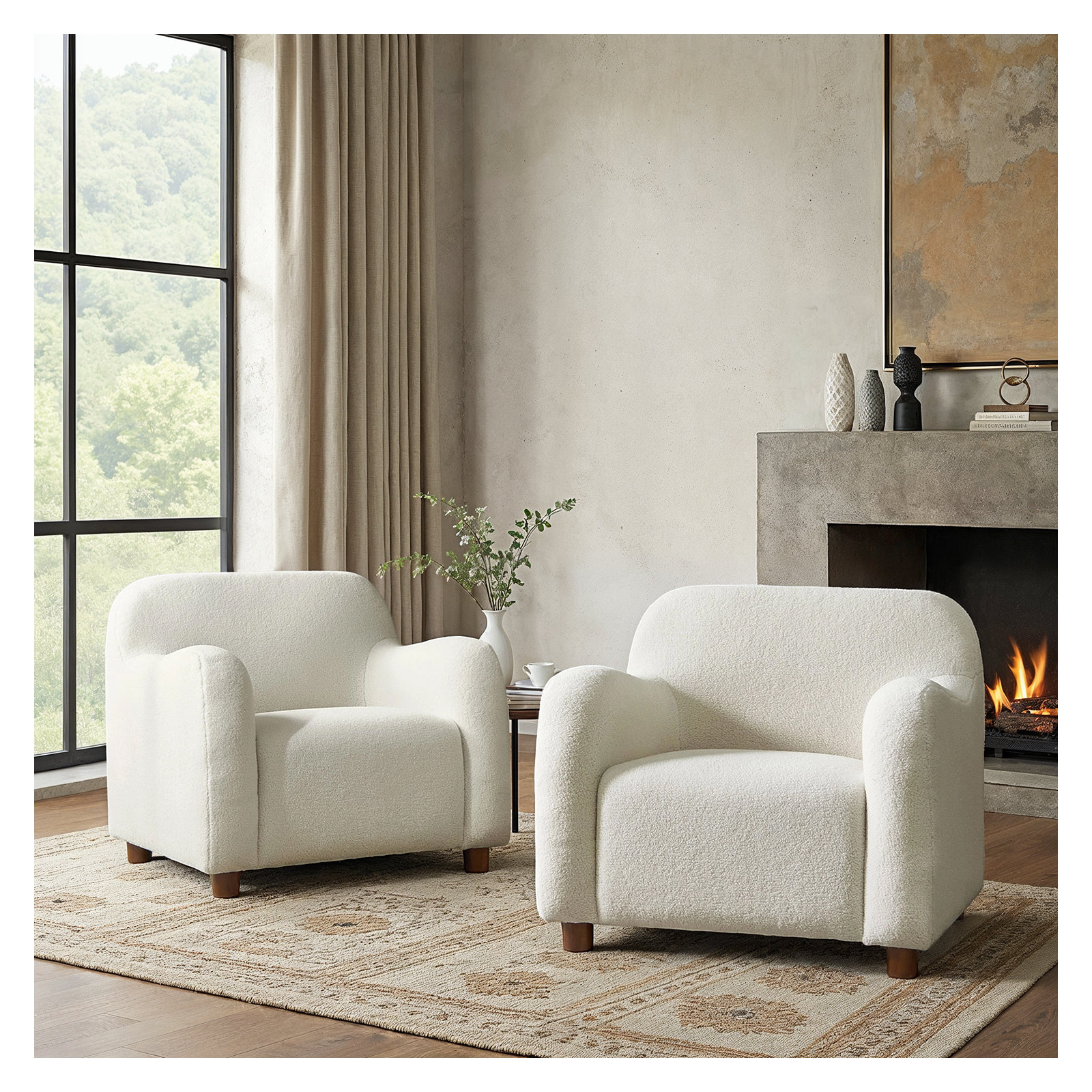 Berken Boulce Armchair, Ivory
