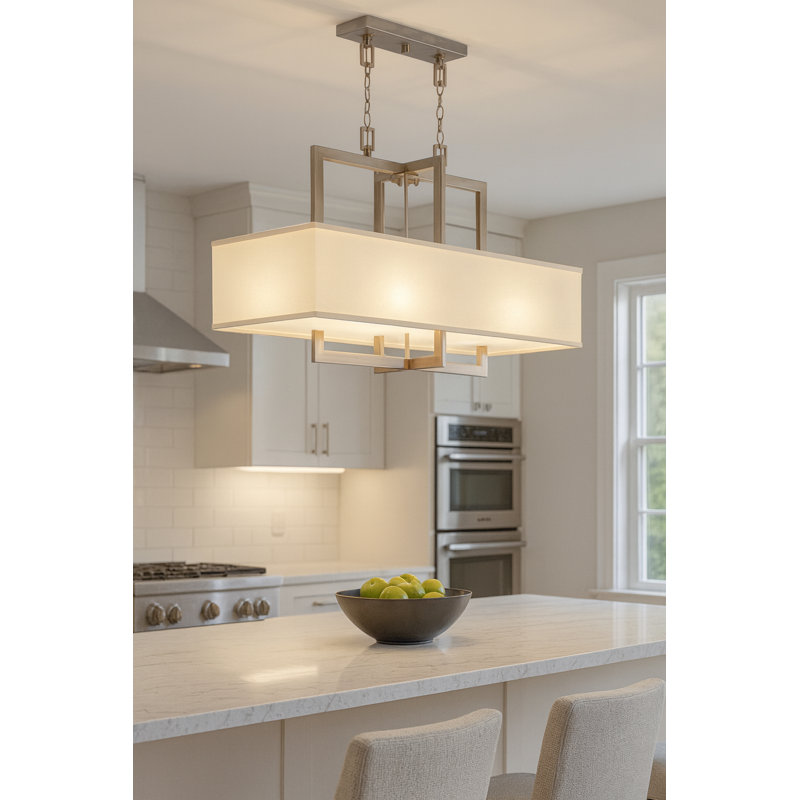 Hampton 4 - Light Unique / Statement Square / Rectangle Chandelier, Antique Nickel