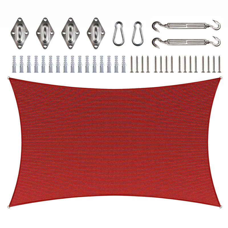 Red 14' x 8' Rectangle Outdoor Shade Sail Canopy